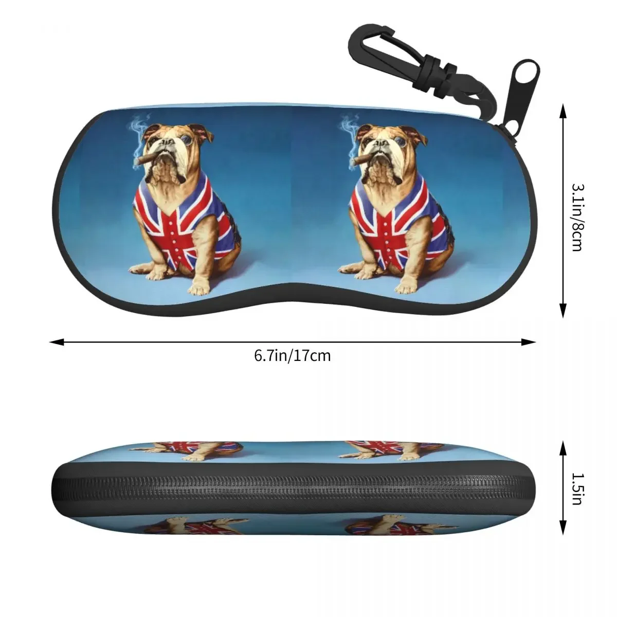 Funny British Bulldog Smoking Shell Eyeglasses Case Men Women Fashion Dog Lover Glasses Case Sunglasses Box Pouch