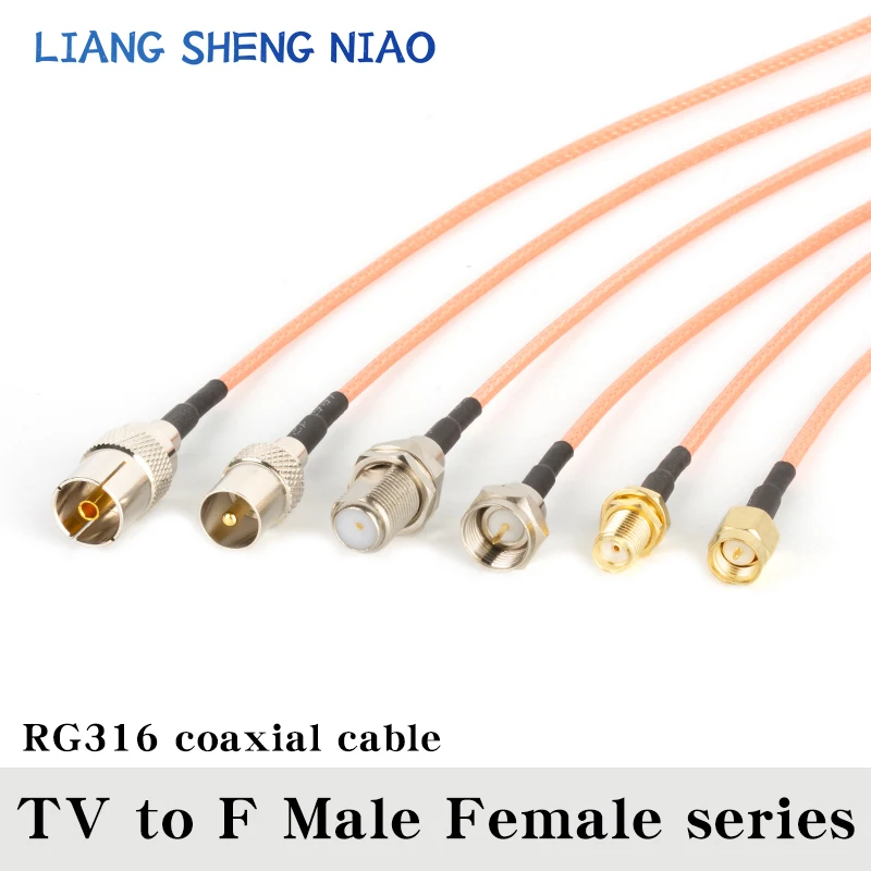 Cable Coaxial RG316 de TV macho a SMA macho hembra, conector Anlge derecho, engarce RF a F para Cable de baja pérdida, entrega rápida, línea Coaxial RF