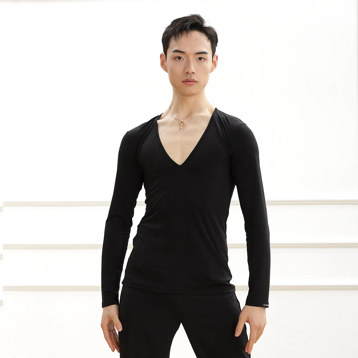 2026 New Latin Dance Tops For Men V-Neck Slim Shirts Chacha Rumba Tango Dress Adult Male Latin Dance Performance Costumes XH4685