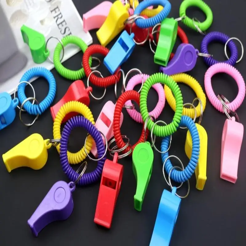 

3pcs New Plastic Spring Wristband Whistle With Rope Referee Sport Whistle Football Basketball Tool Training School Soccer Tools