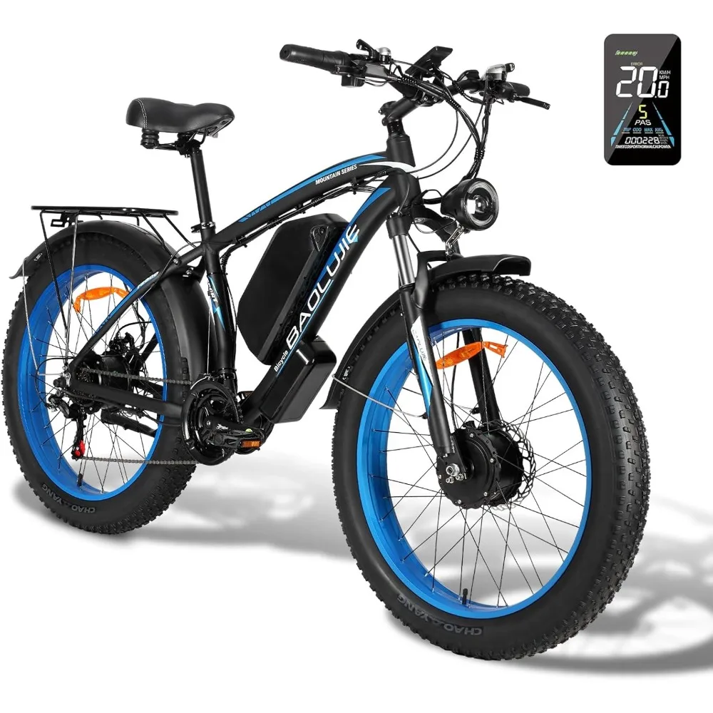 2000W Dual Motor Fat Tire Ebike-35MPH Electric Bike for Men Women,48V 23Ah Removable Battery,21 Speed Gears Lockable Suspension