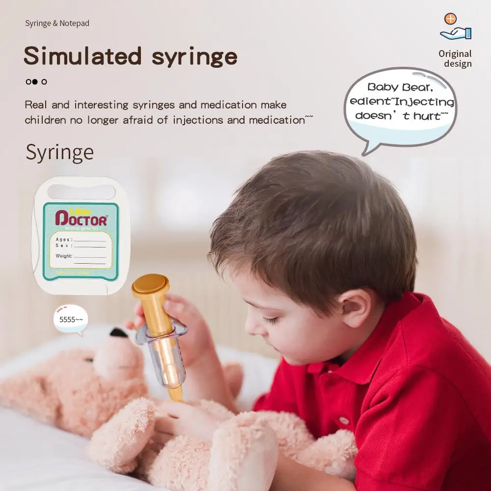 Children's little doctor play toy boys and girls puzzle over family parent-child games measure height wheel push-pull sliding 3