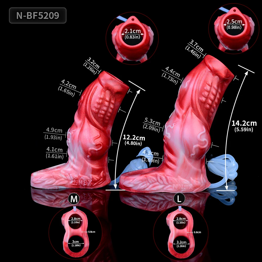 FAAK Ejaculation Hollow Dildo Large Silicone Squirting Penis Sleeve Fantasy Dog Knot Sheath Sex Toys For Men Male Masturbator