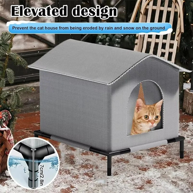 Stray Cat Houses with Mat Waterproof Summer Cool Shelter Foldable Pet Cave Nest Sleeping Beds for Outdoor Cats Small Dog Puppies view 3
