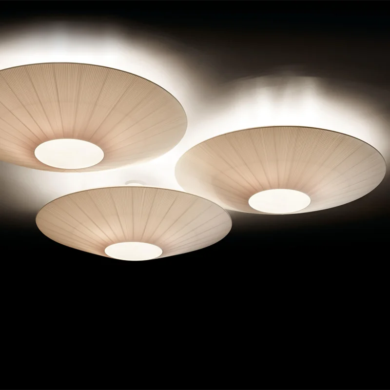 

Japanese White ceiling light semi flush mount Siam light fabric shades creative flying saucer light restaurants lighting