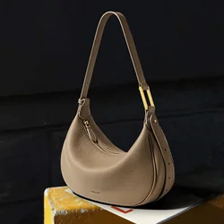 ITAMOOD Retro Style Saddle Shoulder Bag Solid Color Hobo Bag Women's Leather Underarm Purse  Luxury Brand Bag