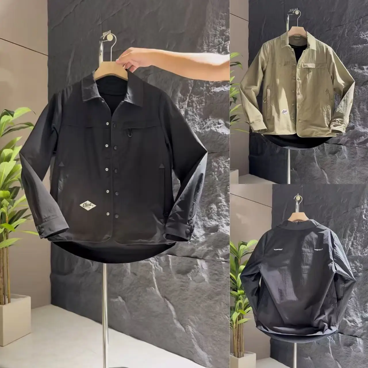 

Casual Sle Men's Baseball Jaet Spring Autumn Flip-Collar Versatile Youth Faion Outerwear Long Sve Polyester Coat