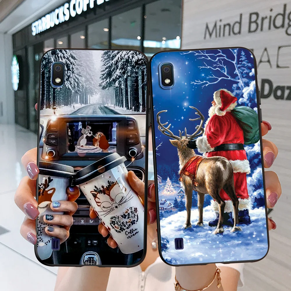 For Samsung A10 Case Phone Cover On Samsung Galaxy A10 GalaxyA10 A 10 SM-A105F A105 A105F black tpu case merry christmas snow