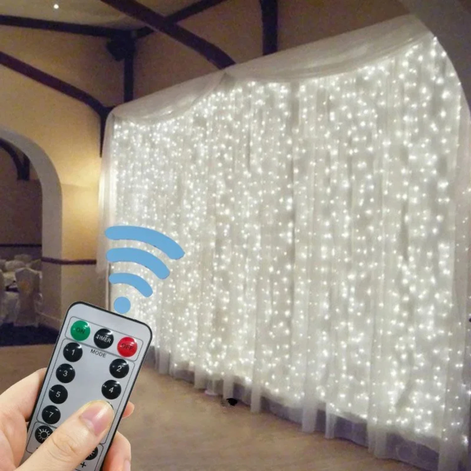 Guirxiété Lumineuse de Rideau avec Télécommande, 8 Modes, USB, Dégradé, Décoration de Mariage, Noël, Chambre à Coucher, Ramadan