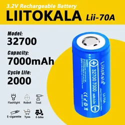 LiitoKala 32700 3.2v 7000mAh Lii-70A lifepo4 rechargeable battery cell LiFePO4 5C discharge battery for Backup Power flashlight