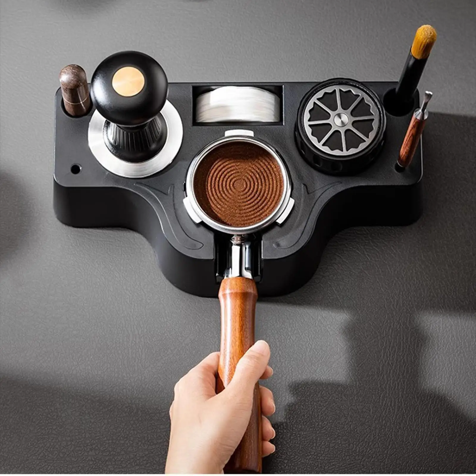 

Espresso Tamping Station Espresso Accessories Lightweight Sturdy Espresso Organizer Coffee Tamper Station for Home Kitchen