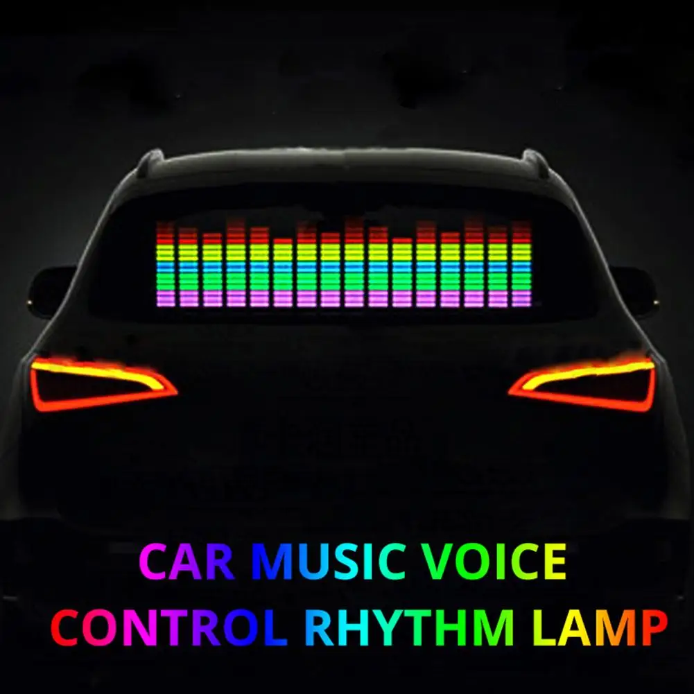 Car Rear Window Sticker LED Sound Activated Equalizer Music Flash With EL Control Rhythm Lamp Box Light Car Neon L9P6