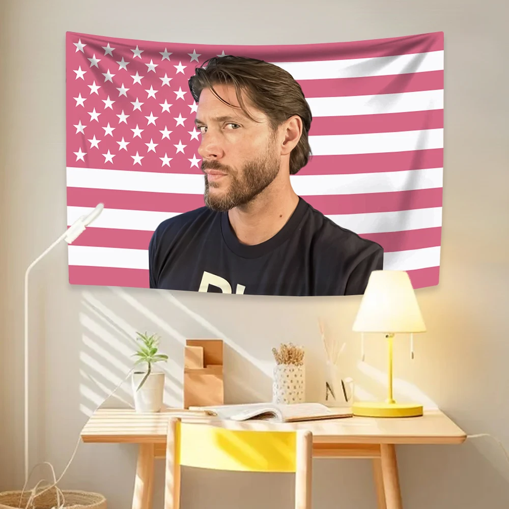 Jensen Tapestry Ackles American Flag Famous Actor Home Decor Wall Hanging Covering Bedroom Dorm Backdrop Outdoor Decor Fans Gift