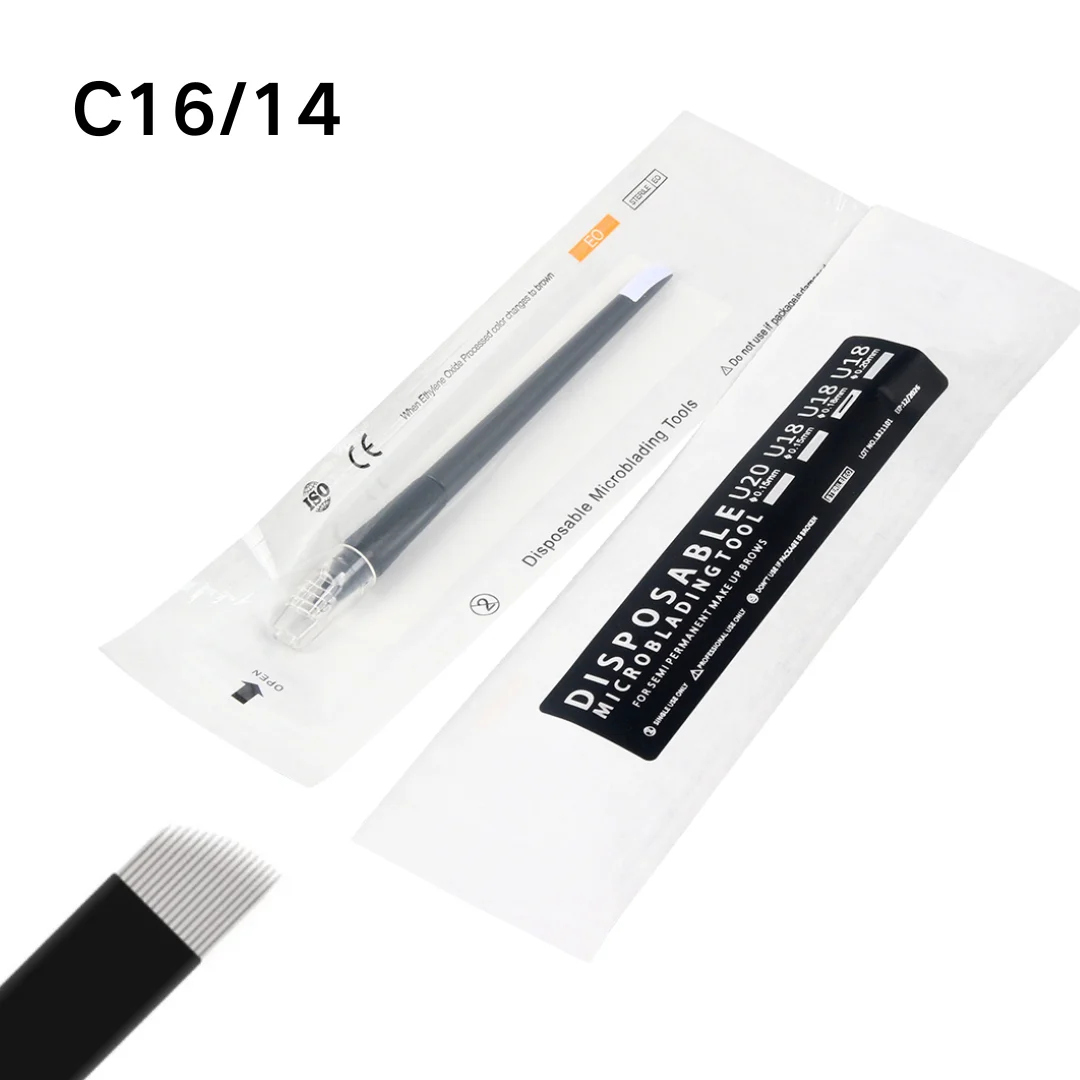 14/16CF Curve C16 0.18MM Disposable Microblading Tools Needles Pins  Pens Nano Microblading Supplies Eyebrow Tattoo Pen Blades