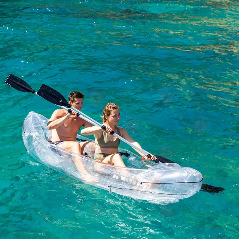 new design inflatable transparent kayak for sale for 2 people