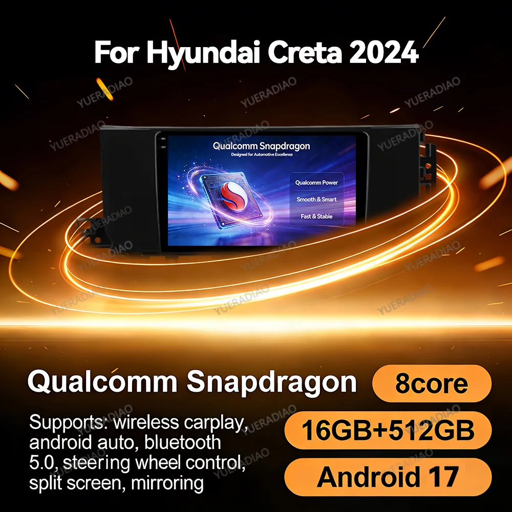 Android 17 Car Radio For Hyundai Creta 2 IX25 2024 GPS NAVI 2DIN 4G LTE 5G WIFI Multimedia Stereo Video Player Head Unit QLED BT