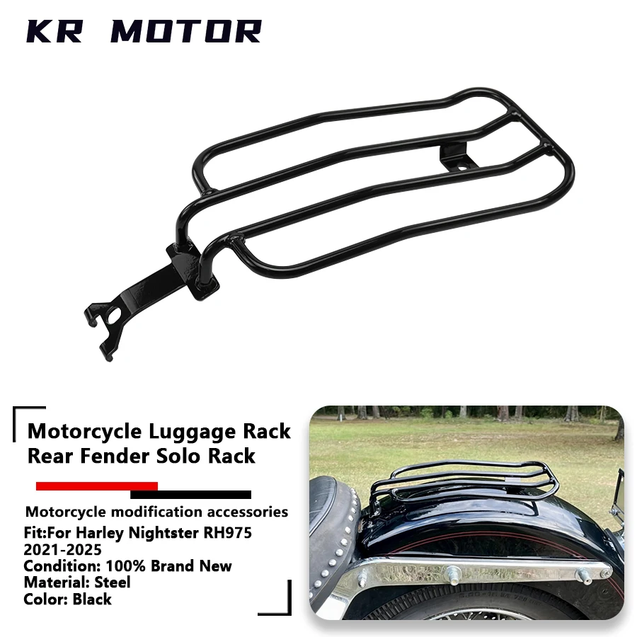 

Motorcycle Black Rear Luggage Rack Rear Fender Solo Rack Fits For Harley-Davidson Nightster 975 RH975 Special RH975S 2021-2024