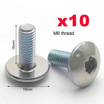10 Uds. Perno de tornillo hexagonal interno de cabeza redonda y plana grande M6 6mm M6X16 plata oscura para motocicleta Scooter ATV ciclomotor cubierta de plástico