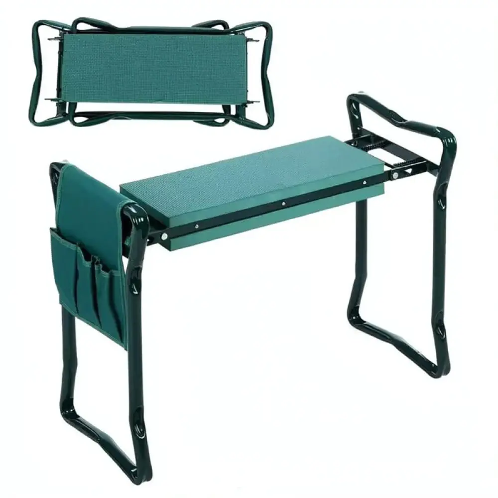 Heavy Duty Garden Kneeler Seat With Side Tool Organizer Foldable Bench For Outdoor Planting Lawn Weeding Back Support