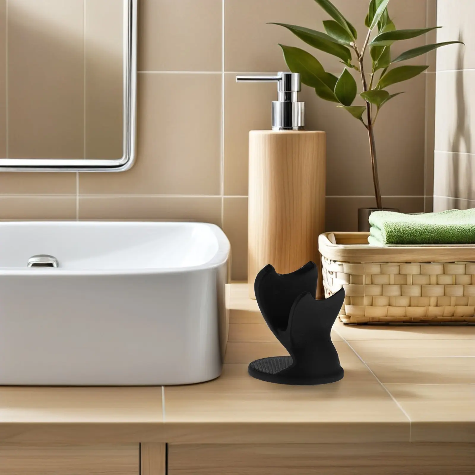 Razor Stand Holder Shaving Tool Storage Base Universal Compatibility Quick Dry Ventilated Design Sleek Bathroom Counter