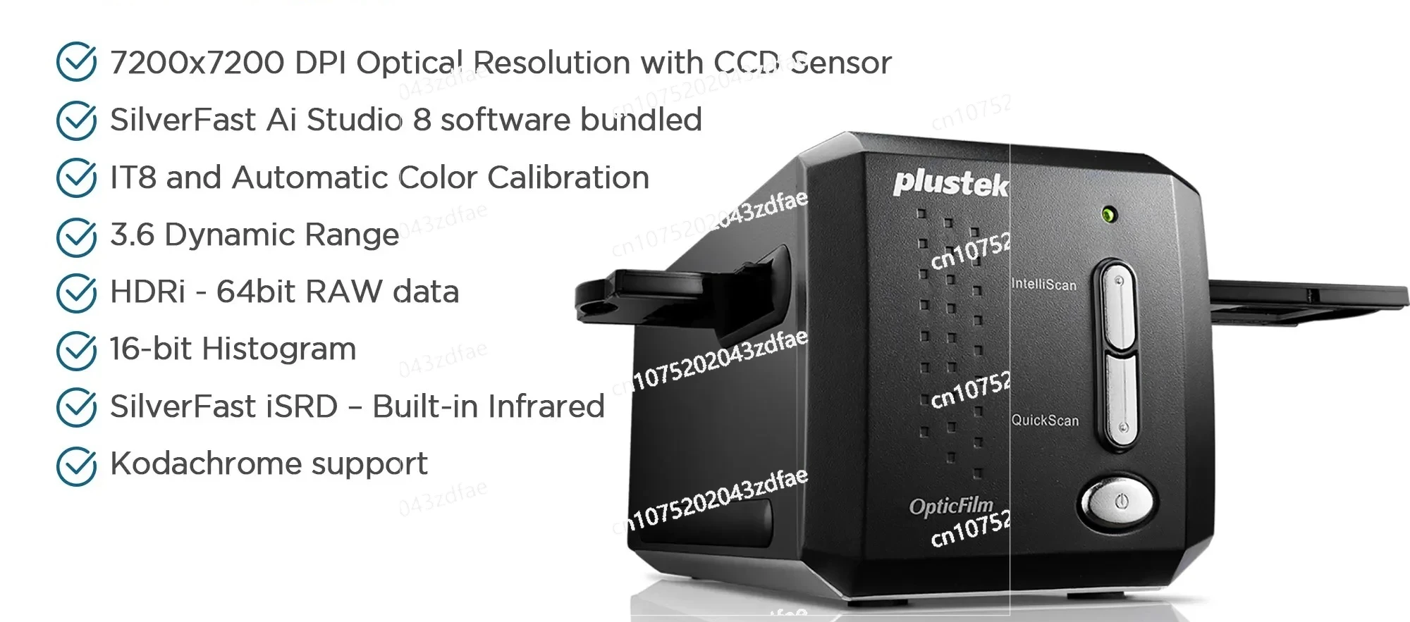 Includes IT 8 Calibration Target, SilverFast Ai Studio 8.8 (64-bit HDRi) Kit. 8200i AI - 35mm Film and Photo Scanner.