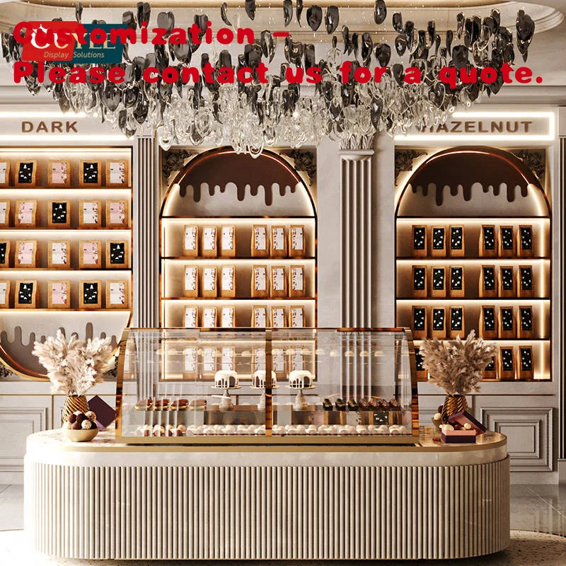 

Изготовленная на заказ. Дизайнерская витрина конфета. Стеклянная стойка. Деревянный шкаф. Стеллаж для выставки товаров конфет. Стойка для выставки товаров шоколада на стене.
