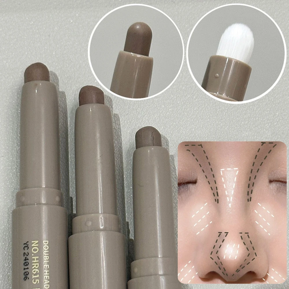 Double Head Face Concealer Pen Waterproof Foundation Creamy Contouring Stick Cheek Brightens Shades Lasting Face  Makeup