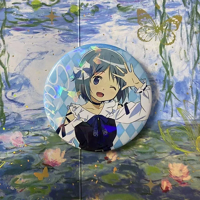 58mm novo anime puella magi madoka magica pinos broche figura homura miki sayaka broches cosplay crachá mochila jóias para meninas