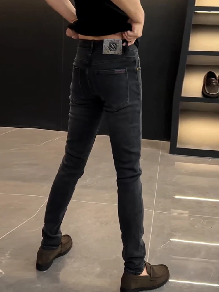 

Повседневные зимние джинсы для мужчин: модные прямые брюки с зауженным низом, стильные городские повседневные штаны