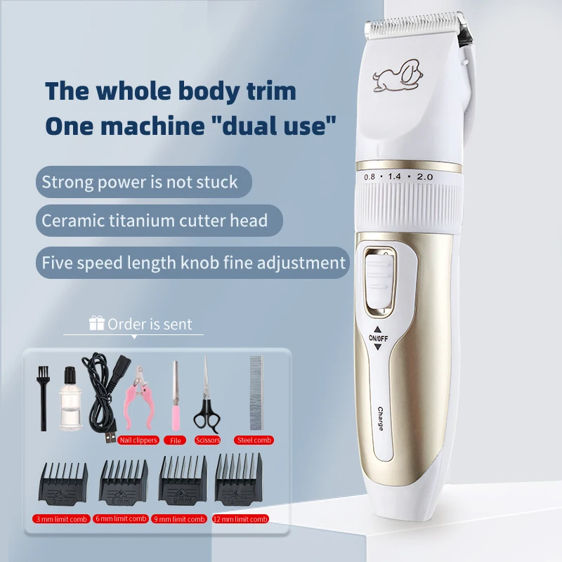 Dog Clipper Dog Hair Clippers Grooming (Pet/Cat/Dog/Rabbit) Haircut Trimmer Shaver Set Pets Cordless Rechargeable Professional