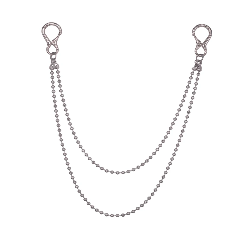AliExpress NONE 6mm Double Layer Stainless Steel Ball Chain  Bike Wallet Jean Trousers Keychain with Double Italy Carabiner Hip Pop EDC Gift