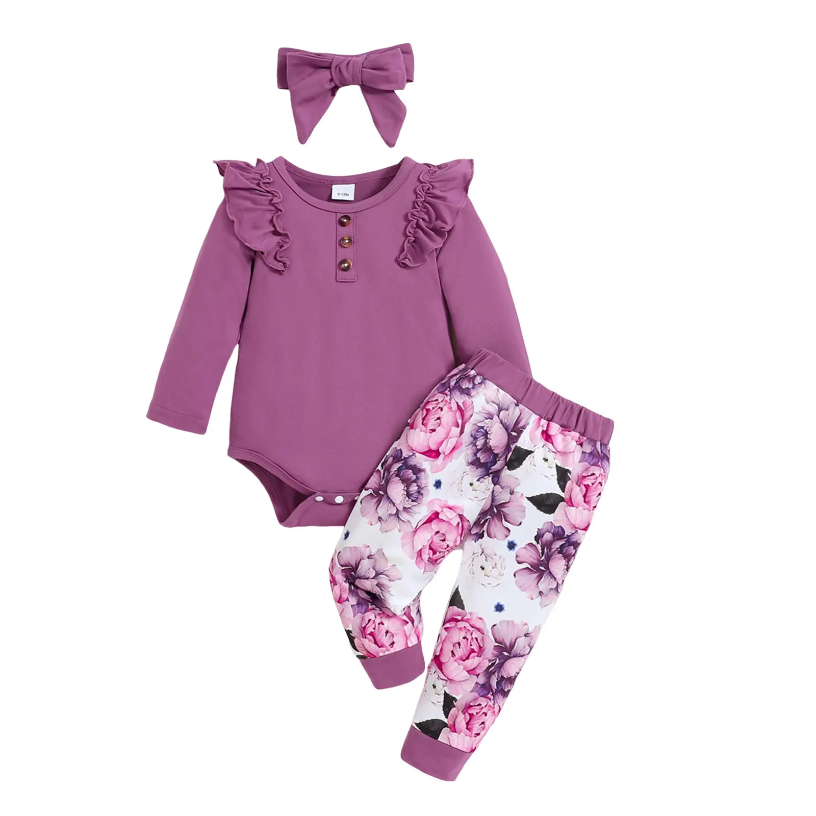 

Christmas Baby Outfit Baby Girls Comfortable And Breathable Set Cute Floral Print Top Pants Christmas Bodysuit for Girls