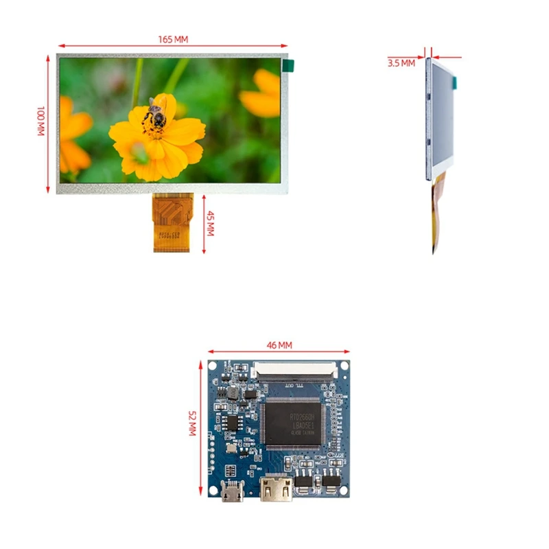 IPS LCD 화면 온도 CPU GPU SSD 모니터링 보조 디스플레이 모니터, AIDA64 라즈베리 파이용, 쉬운 설치, 7 인치 1024x600