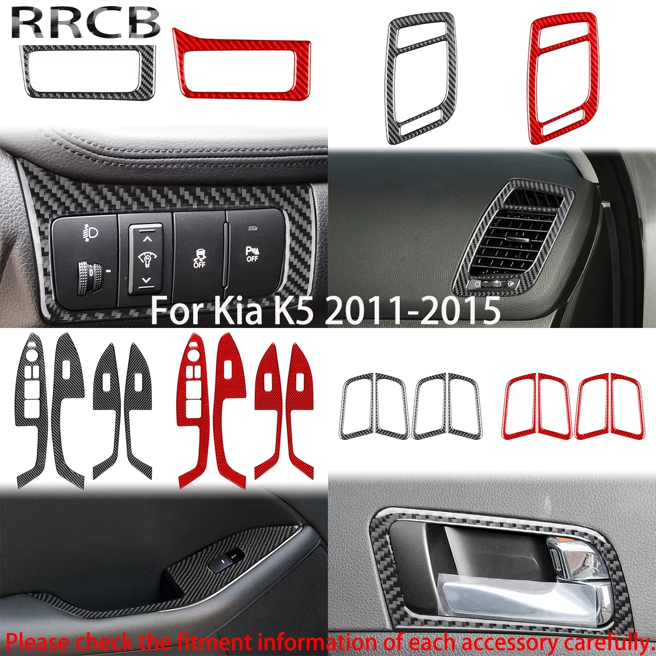 

For Kia K5 2011 2012 2013 2014 2015 Carbon Fiber Window Lift Headlight Switch Air Outlet Car Accessories Interior Cover Sticker