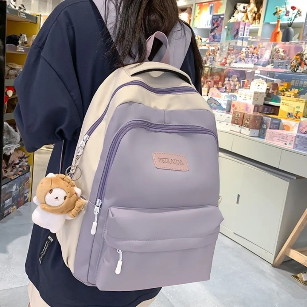 

Simple Nylon Backpack Breathable Large Capacity School Bag Multifunction College Backpack Girls