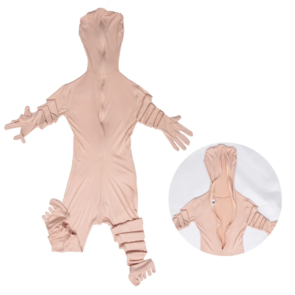 Mans All-Inclusive Tights Zentai Jumpsuit Five Fingers Long Sleeve Zipper Open Crotch Catsuit Close Penis Sheath Sexy Underwear