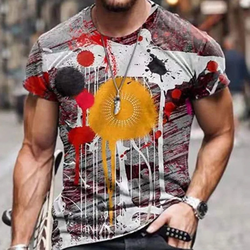 2023 Men\'s T-shirt American Flag Print T-shirt Summer Round Neck Cool Oversize Muscle Streetwear Clothing Tshirt Men