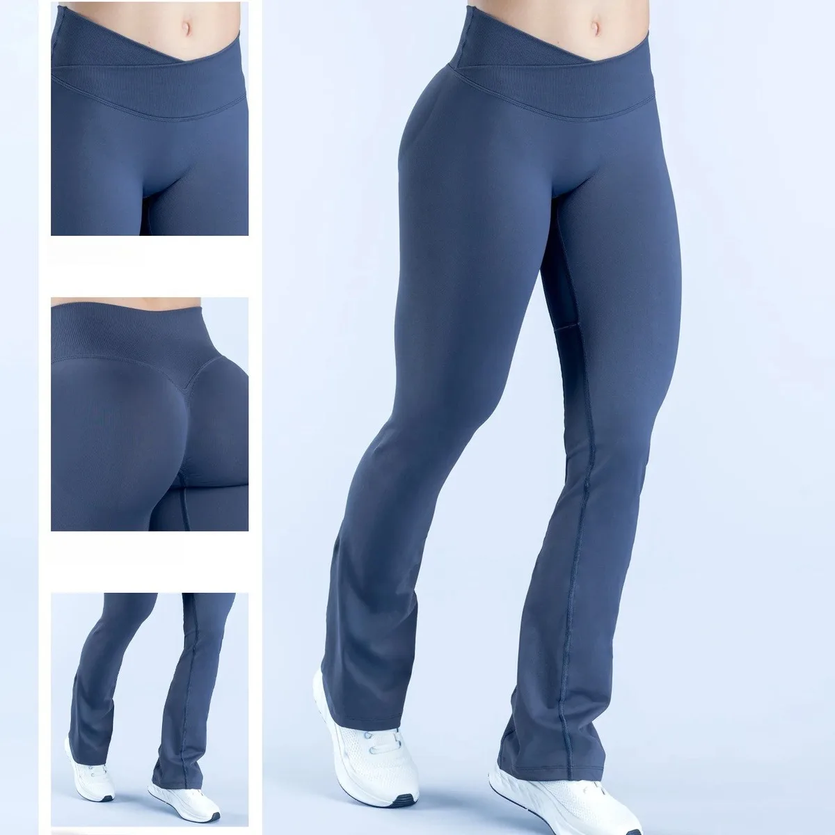 Damen-Schlaghose für Yoga, Bootcut, Weites Bein, Formende Leggings, Atmungsaktiv, Schnelltrocknend, „Naked Feel“, Fitness-Workout-Activewear