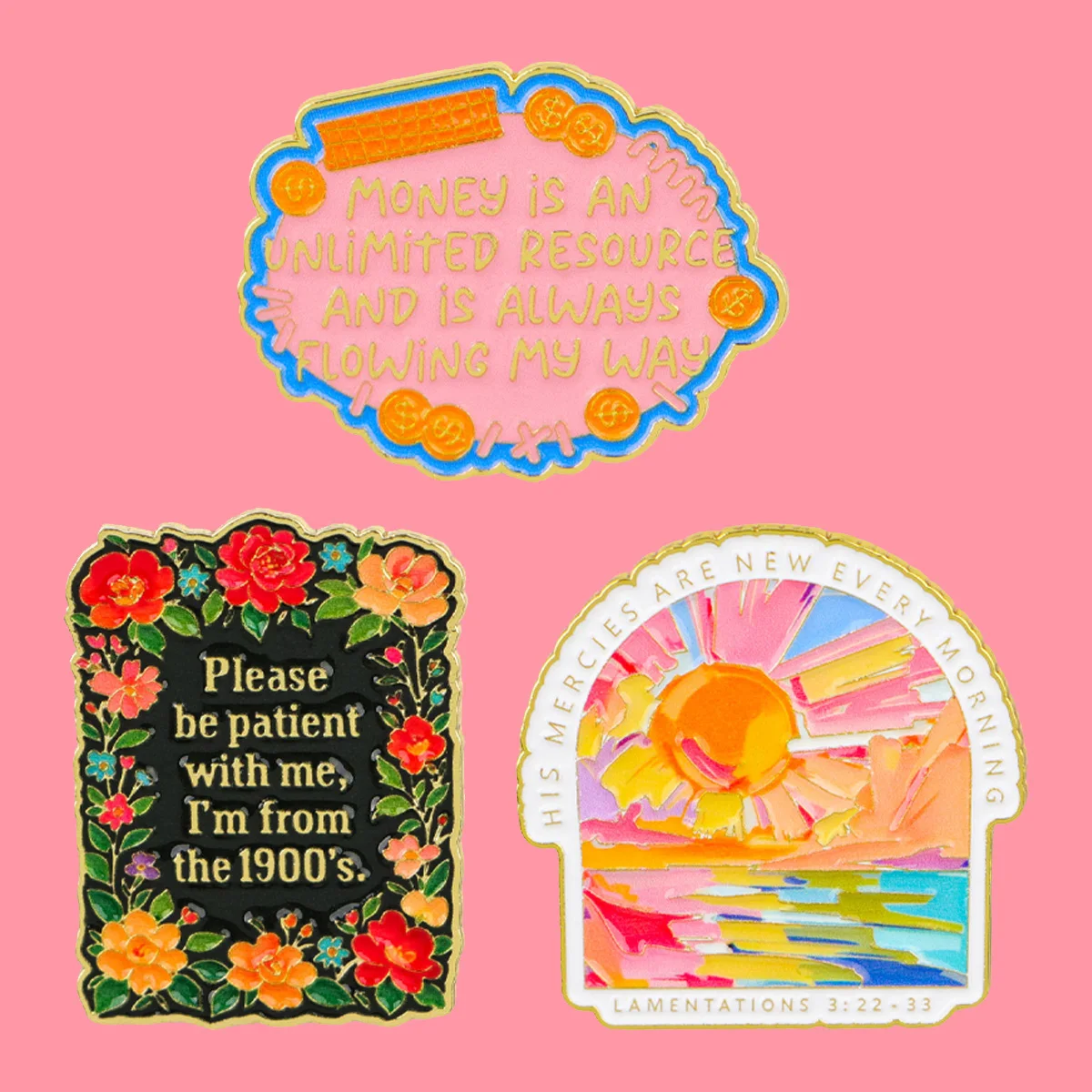 Épingles en émail avec citations sur l'argent et les ressources illimitées, broche Alien de dessin animé, badges pour vêtements, accessoires de mode, bijoux, cadeaux