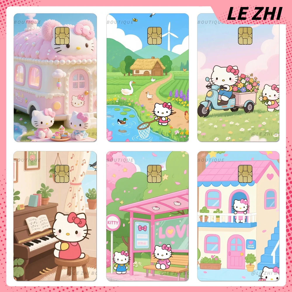 

Summer Sanrio Hello Kitty Pvc Waterproof Film Skin Sticker House Pond Dessert Flowers Bank Bus Card Diy Protective Film Sticker