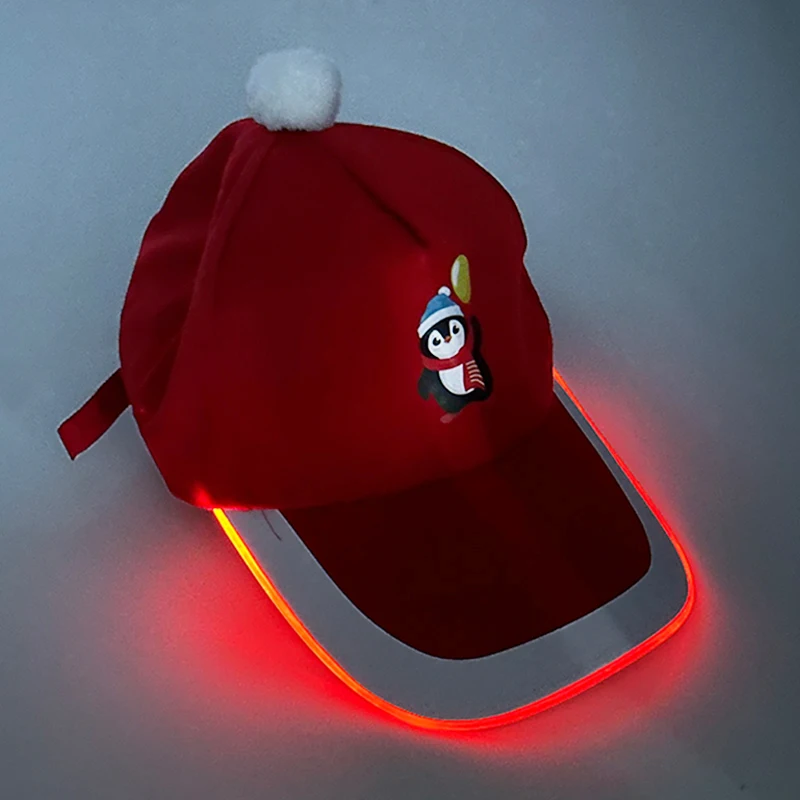 2025 Christmas Cartoon LED Luminous Hat Glowing Baseball Cap Men Women Winter Light Up Hat Costume Decor image 3
