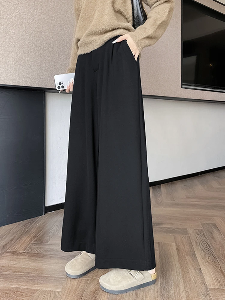 

Женские брюки с высокой талией и широкими штанинами, свободные, струящиеся, повседневные, осенне-зимние, новые, асимметричные, с отражающими элементами