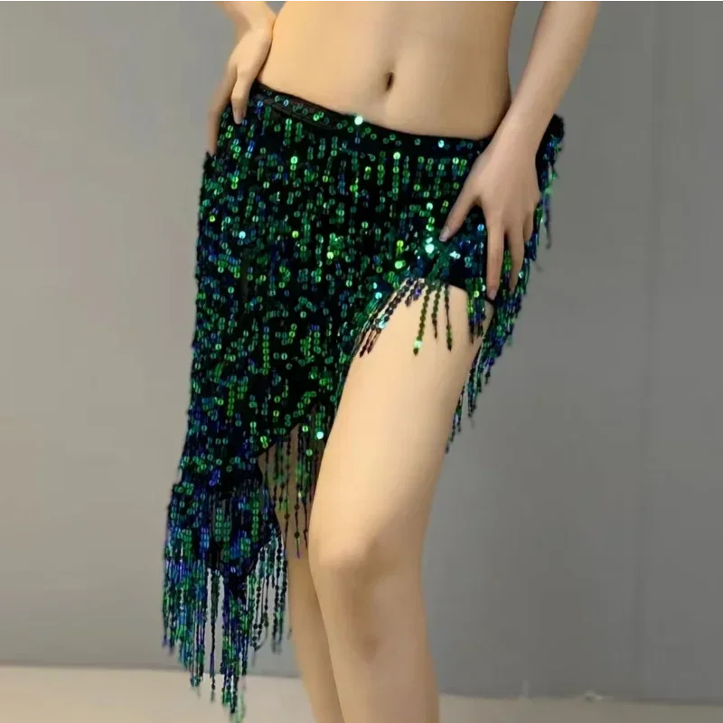 Women's sequined tassel skirt, hip-hop scarf used for festival stage performances, sparkling strapping set for costumes