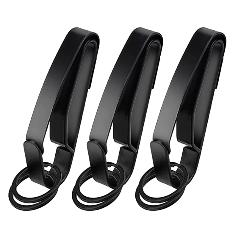 

Black Duty Belt Keychain Belt Quick Release Key Clip, Stainless Steel Tactical Invisible Keyring With 6 Removable Keyrings