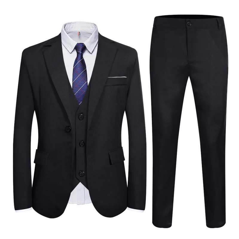 

Busin Casual One Button Men's Suit Set Casual Interview Outfit Two Piece Set Stand Fit Faion Urban Pure Color