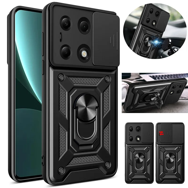 For Redmi Note 13 Pro 4G Case Shockproof Armor Phone Cases For Xiaomi Redmi Note 13 Note13 Pro 4G Magnet Ring Holder Back Cover