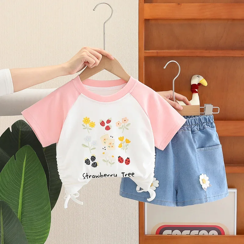 

New Summer Baby Clothes Suit Children Girls Casual Short Sleeved T-Shirt Shorts 2Pcs/Sets Infant Sports Clothing Kids Tracksuits