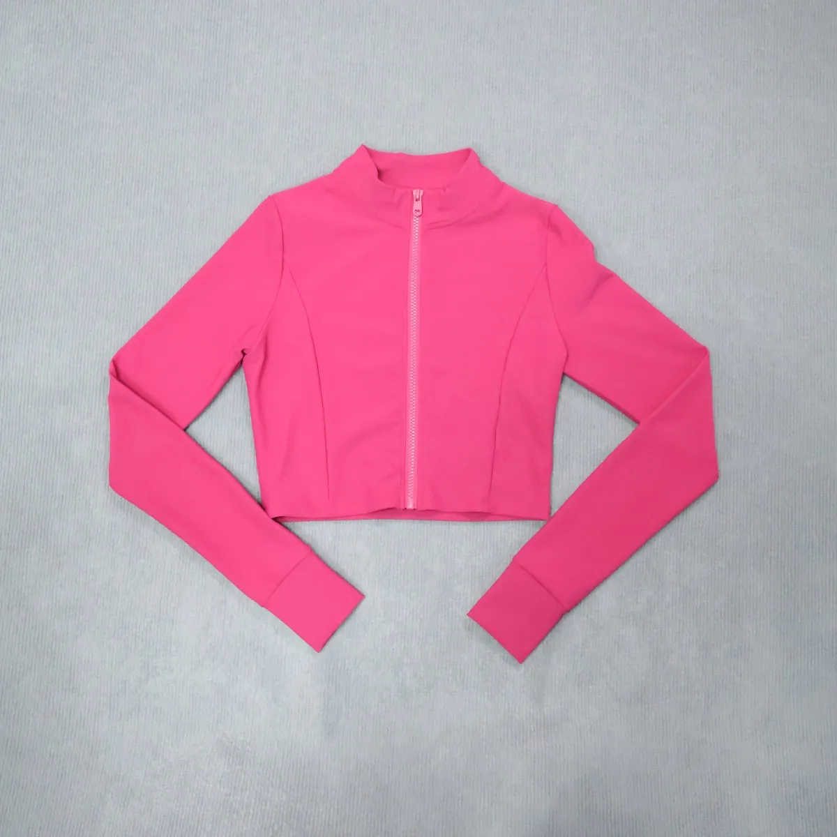 Damen Sportjacke mit hohem Kragen und Reißverschluss, Slim Fit, Langarm Yoga & Fitness Oberteil, schnelltrocknend und atmungsaktiv, Outdoor-Sportbekleidung – Detail 18