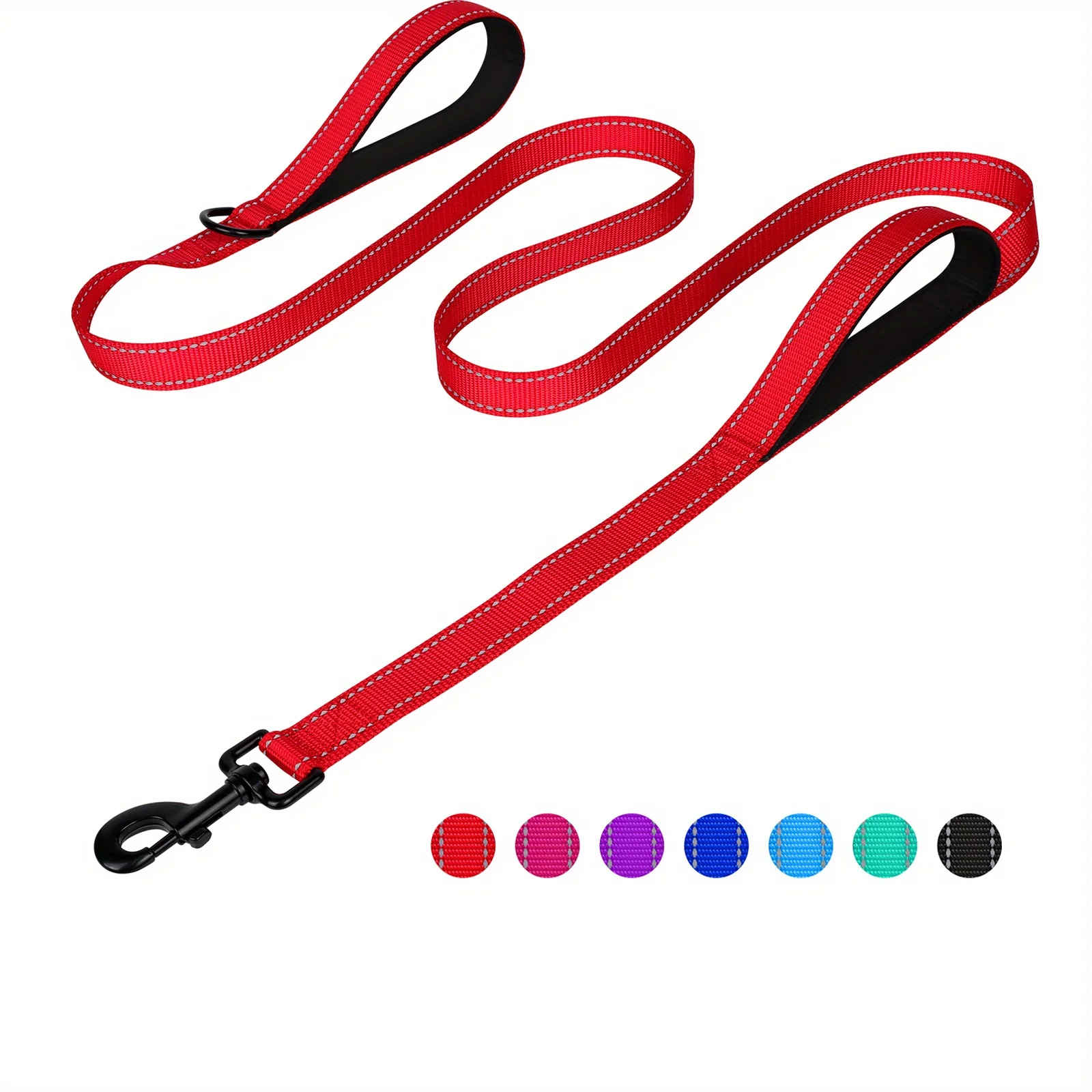 Double Handle Dog Leash, Double-Sided Reflective  Night Safety, Heavy Duty  For  And Extra Large And Me