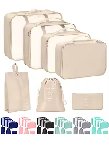 7 Pcs/Set Travel Organizer Storage Bags Suitcase Packing Cubes Set Cases Portable Luggage Clothes Shoe Tidy Pouch Folding.-zmt